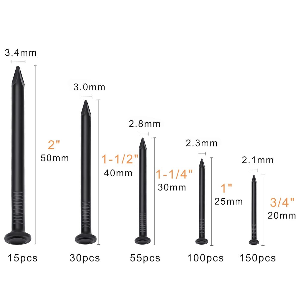 Asortiment cuie oțel pentru construcții – 350 bucăți