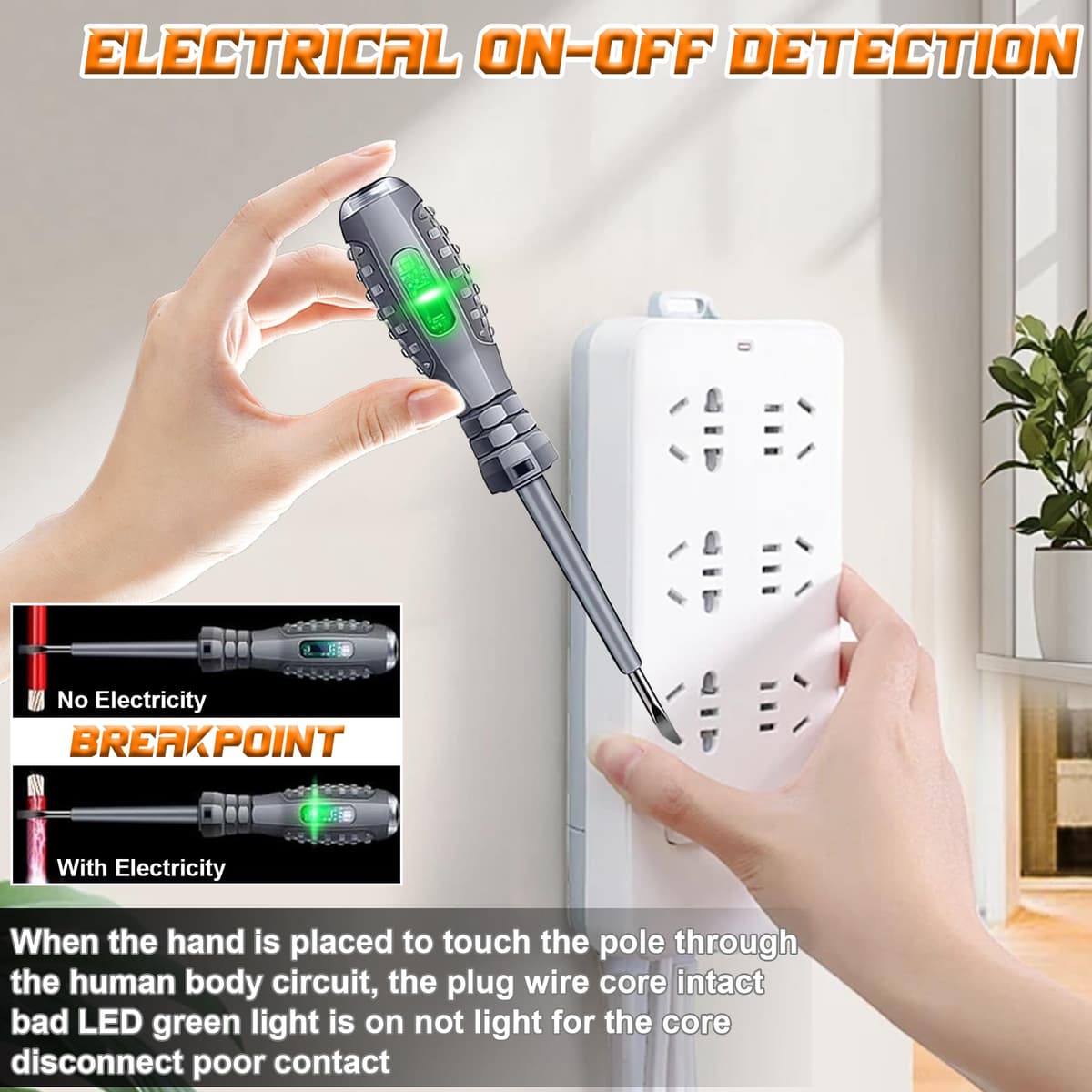 Șurubelniță testare tensiune 8 buc 2-în-1 magnetică testare curent - negru