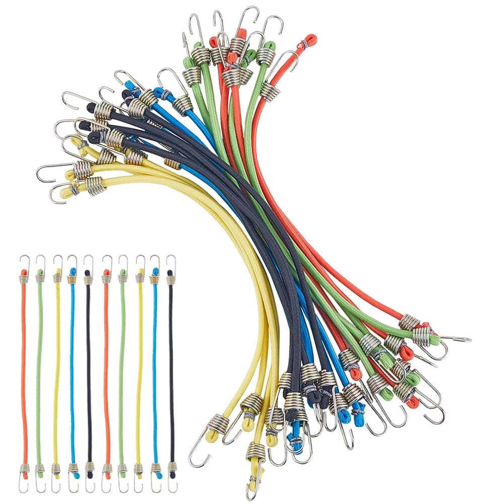 GORGECRAFT 20buc Curele bungee ajustabile heavy duty bagaje, camping, biciclete – Multicolor