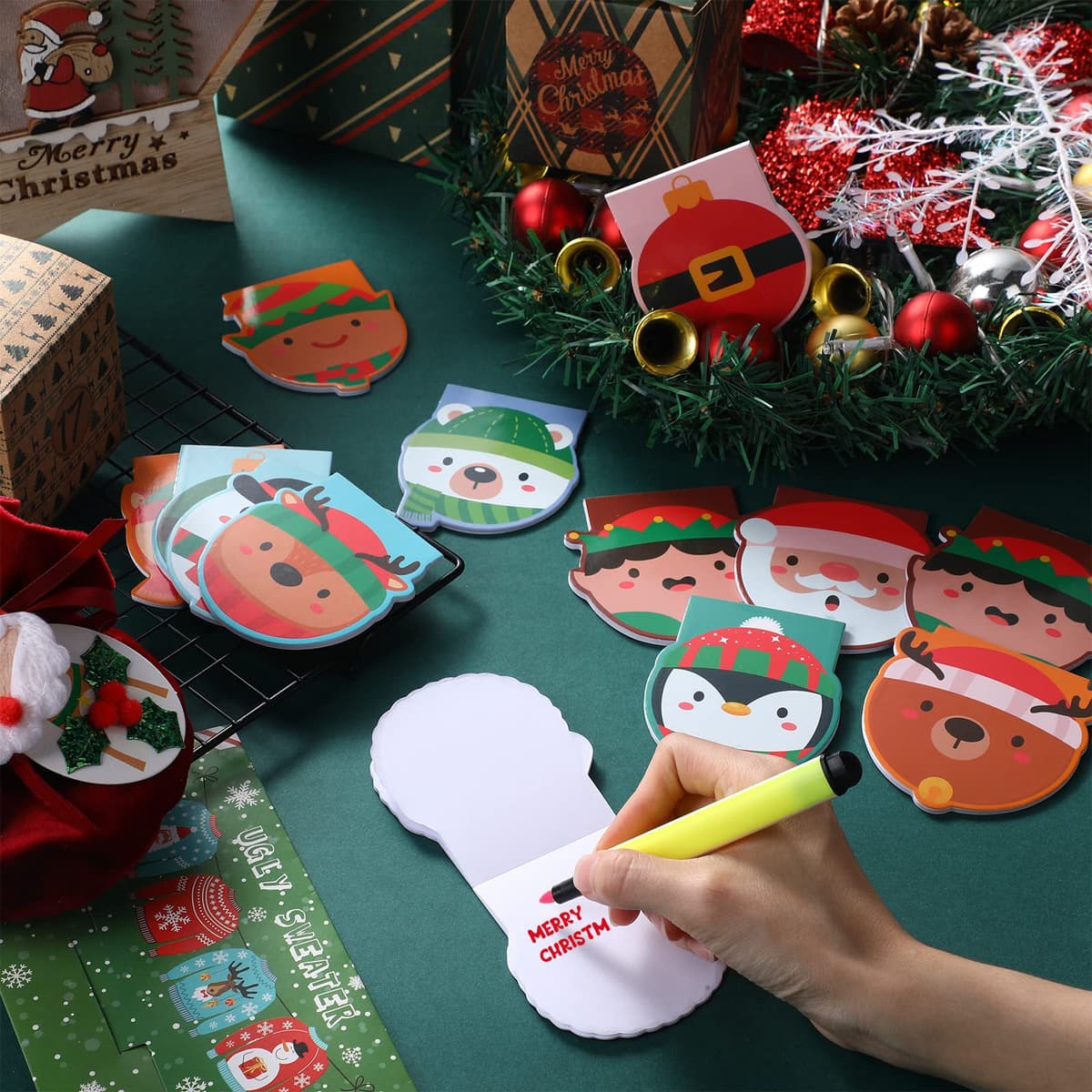 Set 48 piese caiete mini Crăciun notepad-uri mici – om de zăpadă Moș Crăciun