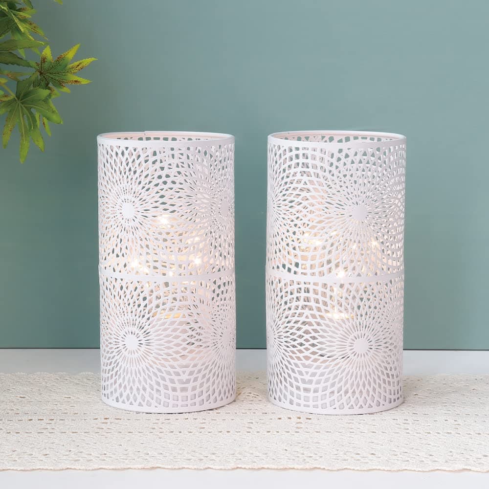 JHY DESIGN set 2 lămpi metal albe pe baterii fără fir cu bec Edison pentru evenimente interior/exterior