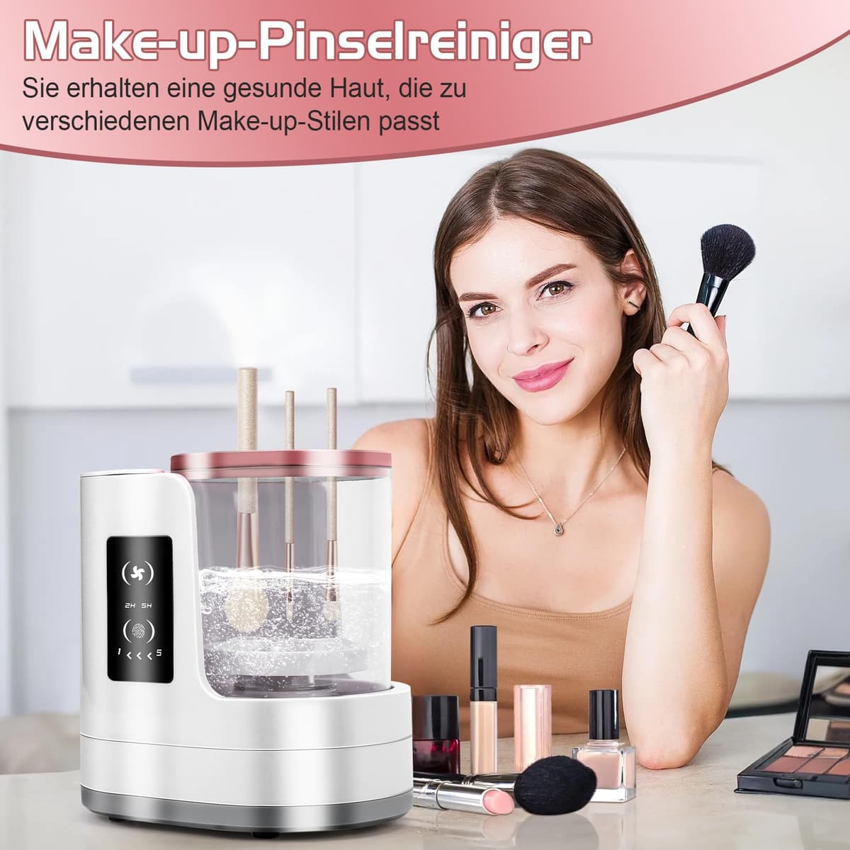 Uscător Pensule Machiaj Accesoriu Curățitor Pensule | pentru 14 Pensule Machiaj + 2 Bureți - Temperatură Constantă Uscare Rapidă