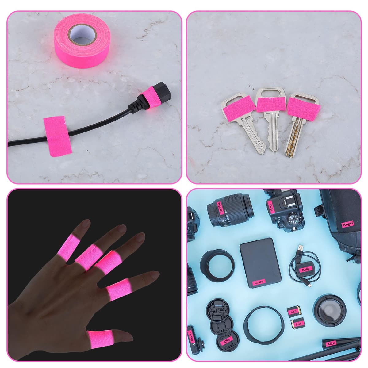 Bandă adezivă Gaffer roz neon fluorescentă UV activă pentru scenă petreceri – 25mm x 15m