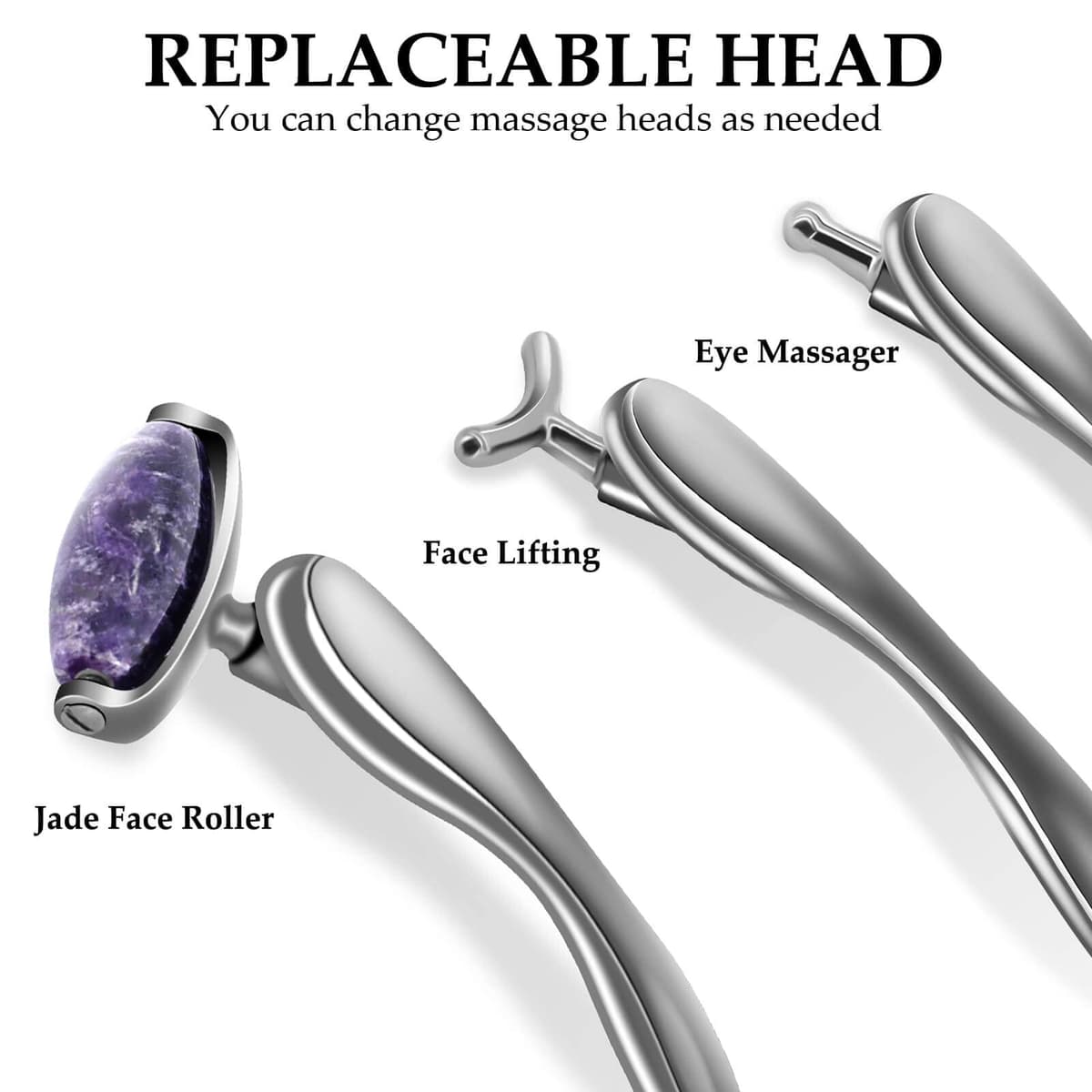 Rolă Facială Jad Masaj Ochi Anti-îmbătrânire – Mov/Argintiu