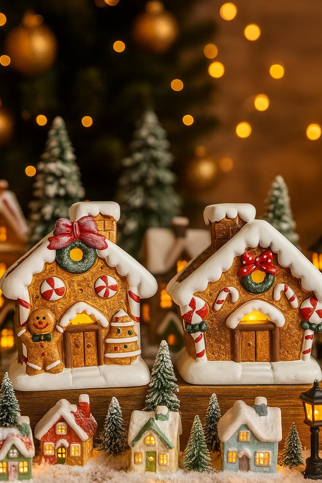 khevga Decorațiune Casa Turtă Dulce Crăciun cu LED Timer – Teracotă