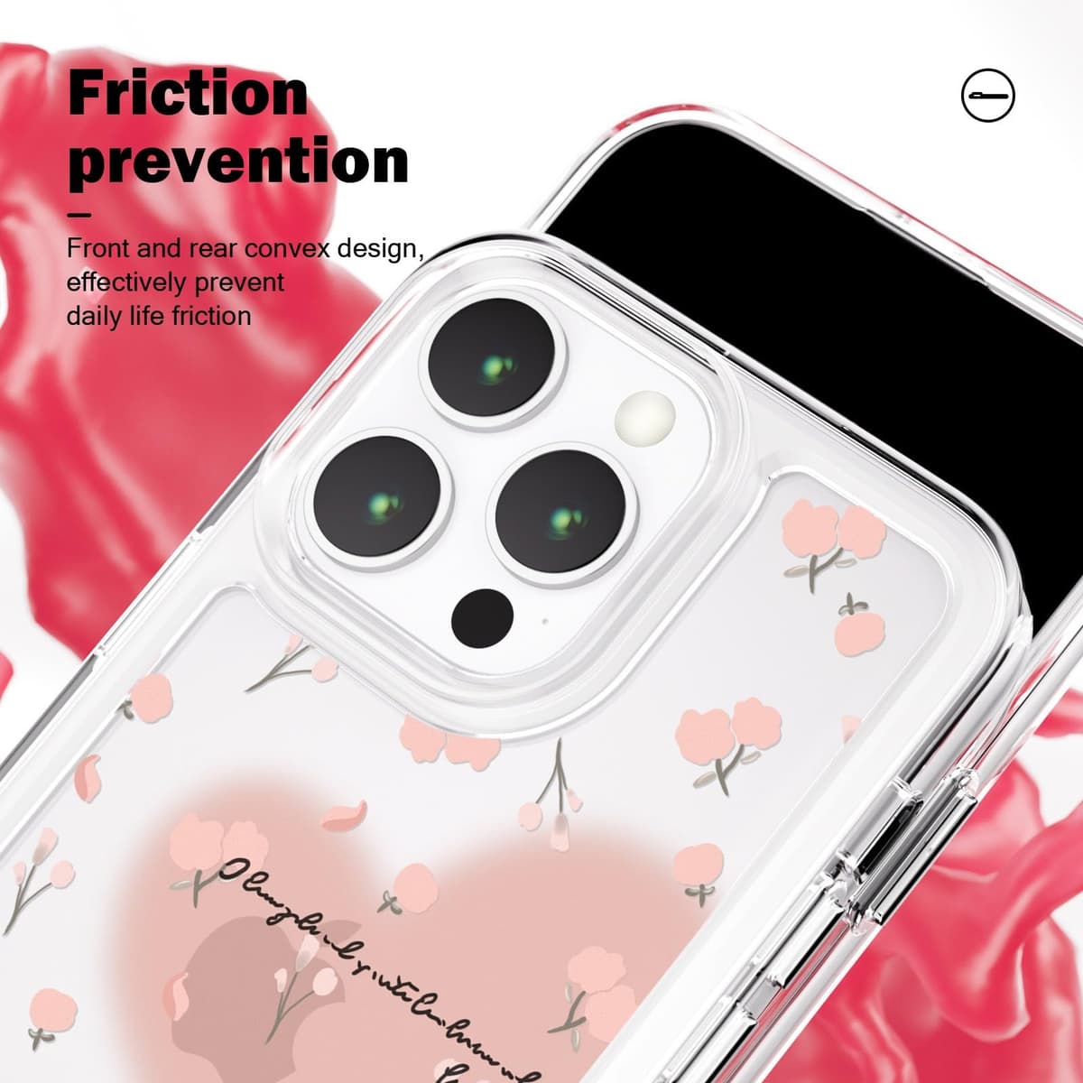SharkProten iPhone 12/12 Pro Husă - Subțire Antișoc Anti-zgâriere TPU PC - Model Floral Transparent pentru Fete Femei