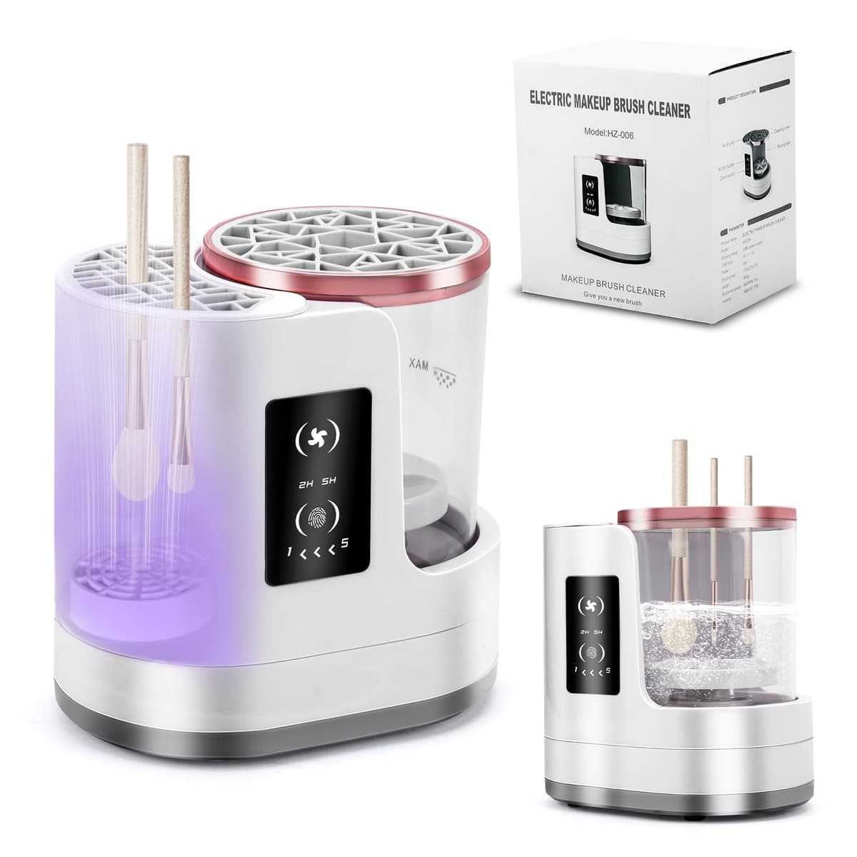 Uscător Pensule Machiaj Accesoriu Curățitor Pensule | pentru 14 Pensule Machiaj + 2 Bureți - Temperatură Constantă Uscare Rapidă