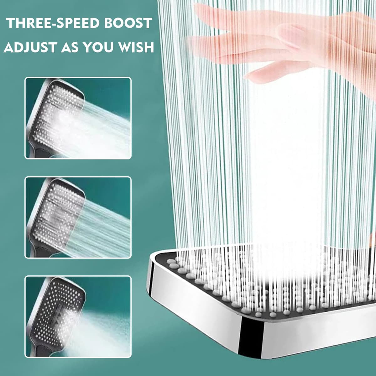 Cap duș, duș manual presiune înaltă, cap duș economisire apă cu 3 tipuri jeturi, cromat, baie