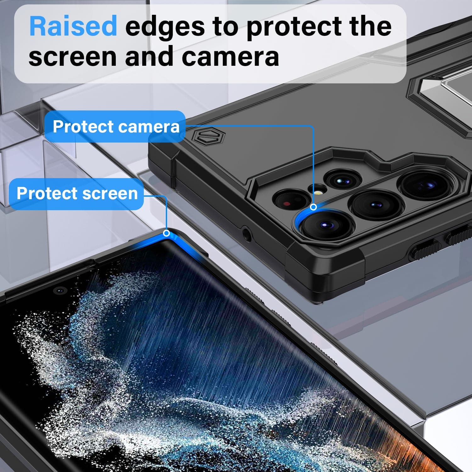 Husă Whyzshiyi Samsung S21 Ultra 5G neagră cameră glisantă militar anti-șoc