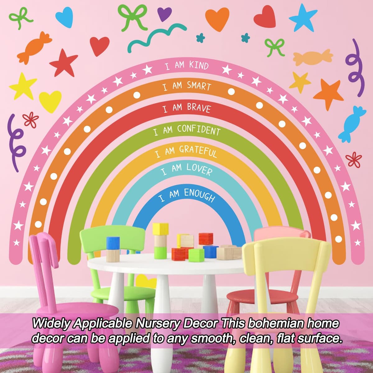 Autocolante Perete Curcubeu Mari pentru Camere Fete – Colorate