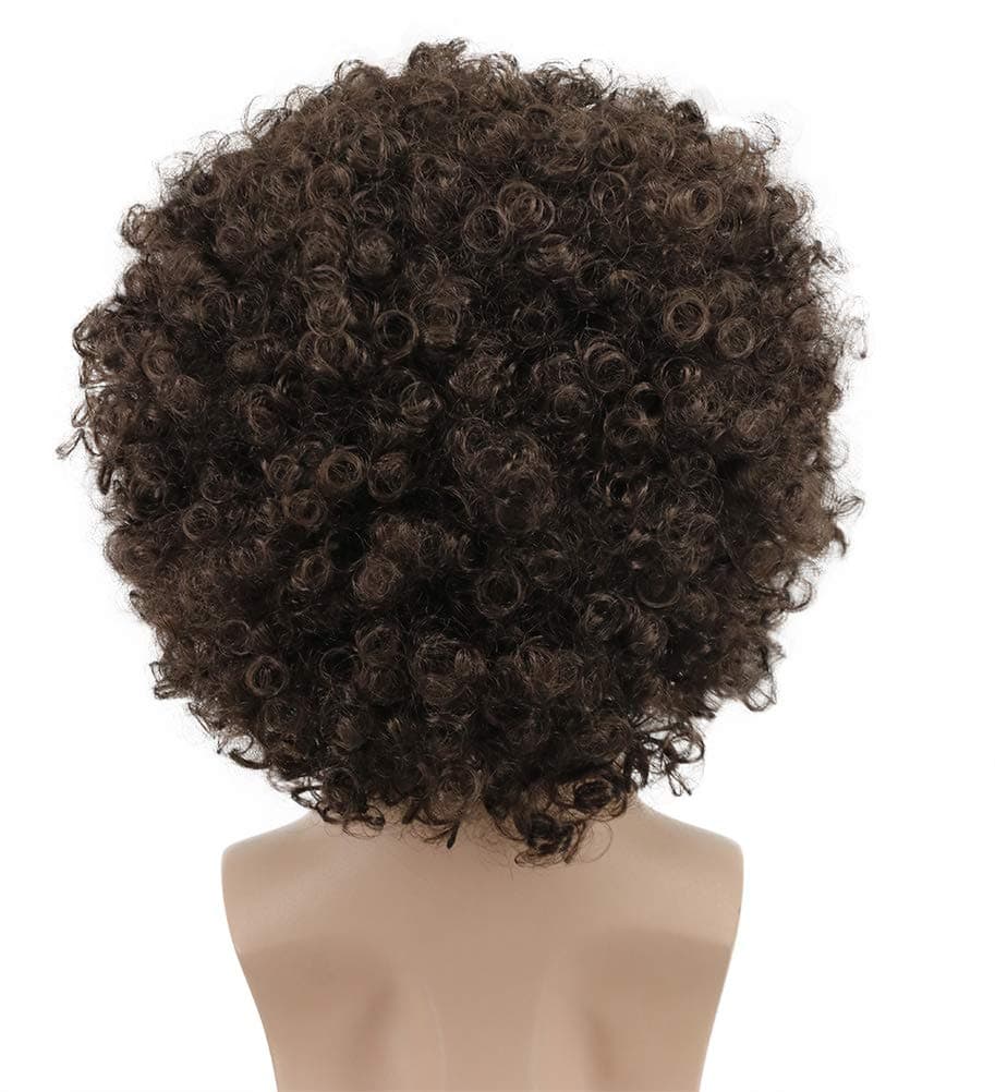 VGbeaty perucă afro anii 70s 80s maro scurt creț disco rocker bărbați femei cosplay