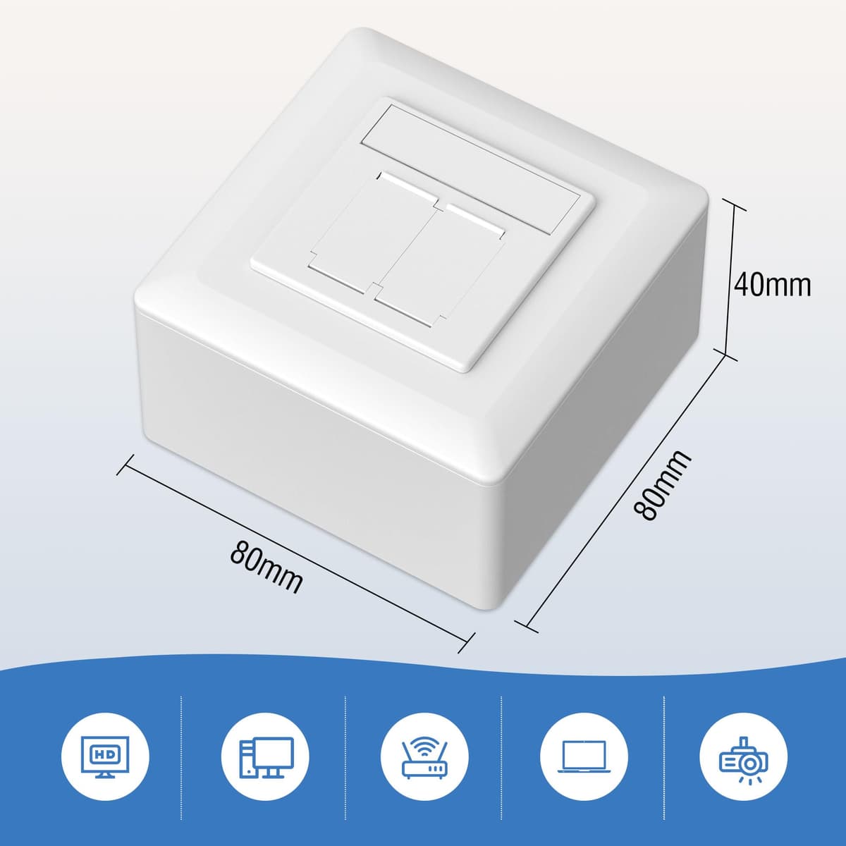 FGB CAT6a priză rețea universală, 2 porturi, RJ45, ecranată, perete/încastrată, 10 Gigabit Ethernet - alb