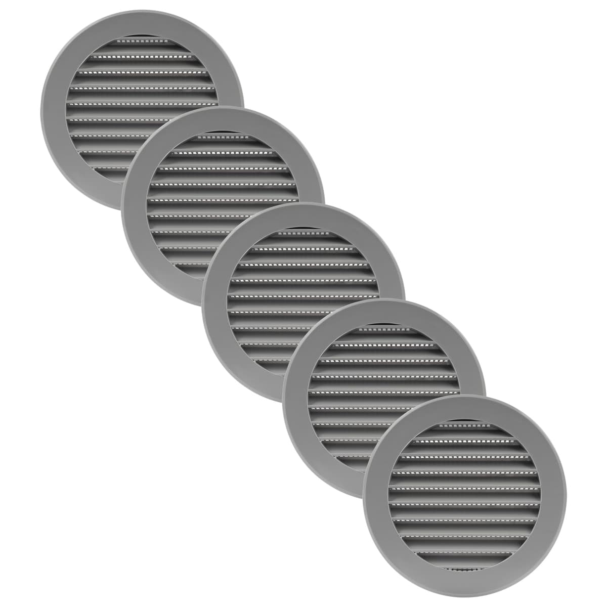 Set 5 capace ventilație rotunde negre cu plasă insecte – HVAC