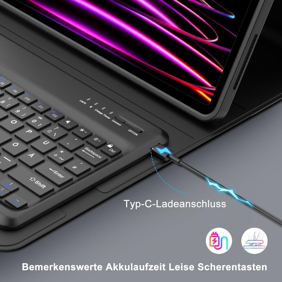 Husă tastatură cu tastatură detașabilă germană QWERTZ pentru iPad Pro 12.9