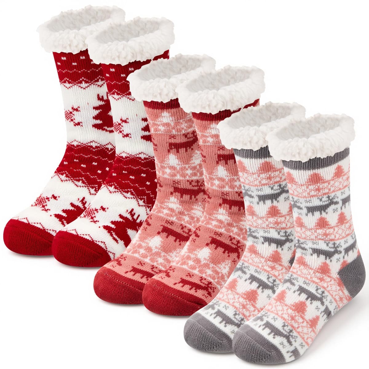 Papuci de Crăciun 3 perechi antiderapanți sosete moi de iarnă – temă pisică