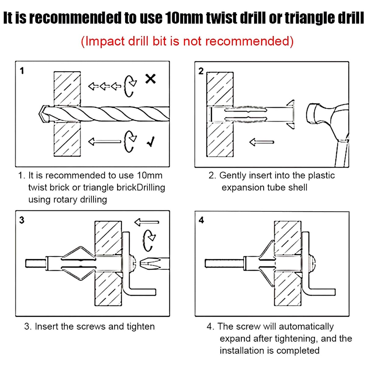 100buc set dibluri gips-carton (50 dibluri, 50 șuruburi), dibluri cu șuruburi expansiune pentru gips-carton beton cărămizi