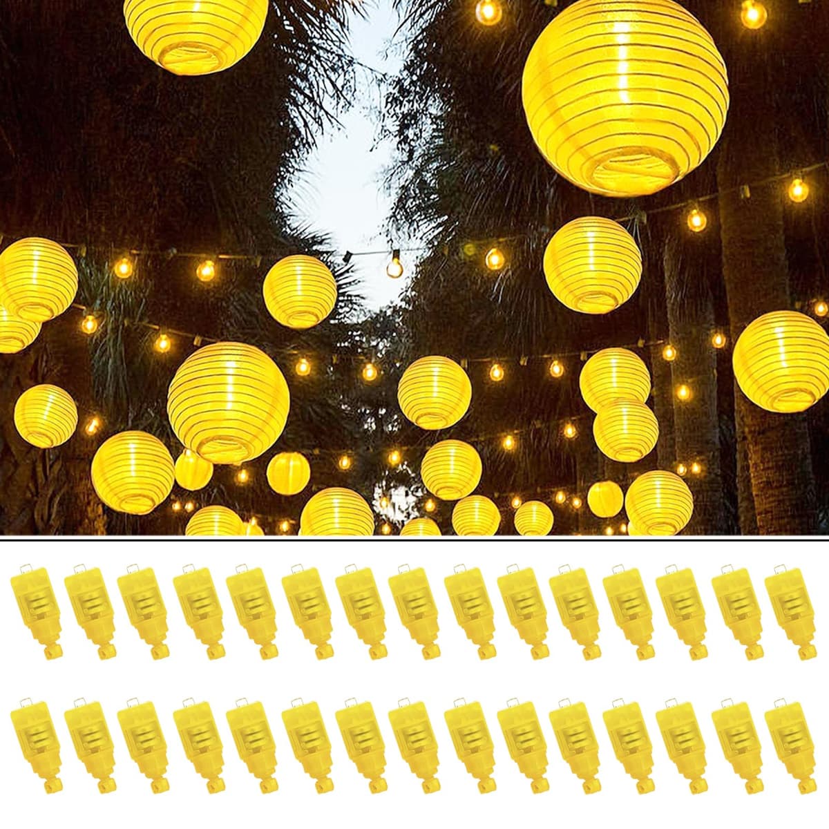 QeeFop 30 bucăți felinare hârtie LED mini, becuri LED baloane mini, nuntă, aniversare, petrecere (alb cald)