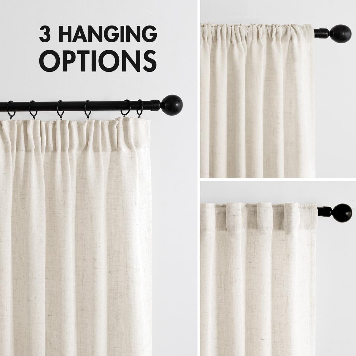 Perdele aspect in semi-transparente cu bandă fronsată set 2 bucăți living – albe 245x200cm