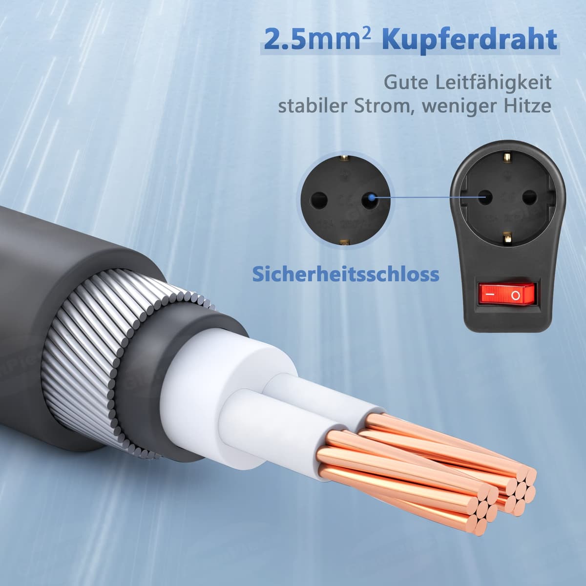 GlamPiece priză cu întrerupător, adaptor priză 1 cale comutabil, negru (3 bucăți)