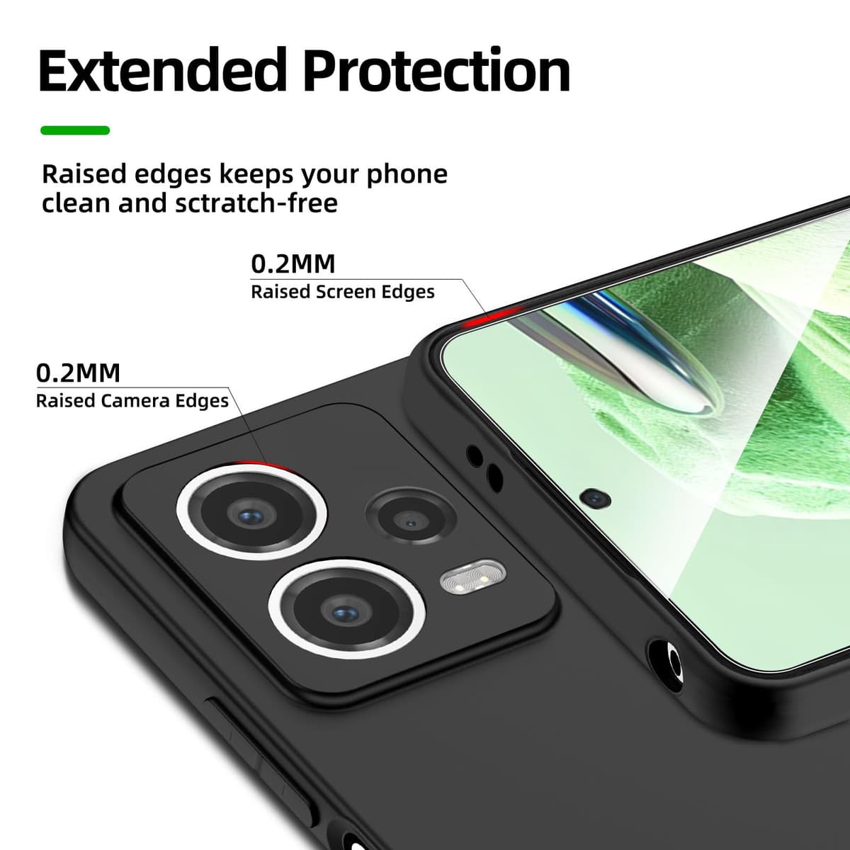 NEW'C husă Xiaomi Redmi Note 12 5G silicon negru ultra subțire și 2× sticlă călită Redmi Note 12 5G