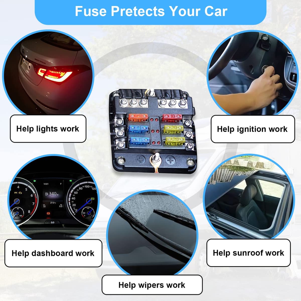 JOREST Kit siguranțe auto - 100buc 12v siguranțe mini + 1 clemă - pentru mașină/caravană/motocicletă (2A 3A 5A 7.5A 10A 15A 20A 25A 30A 35A 40A)