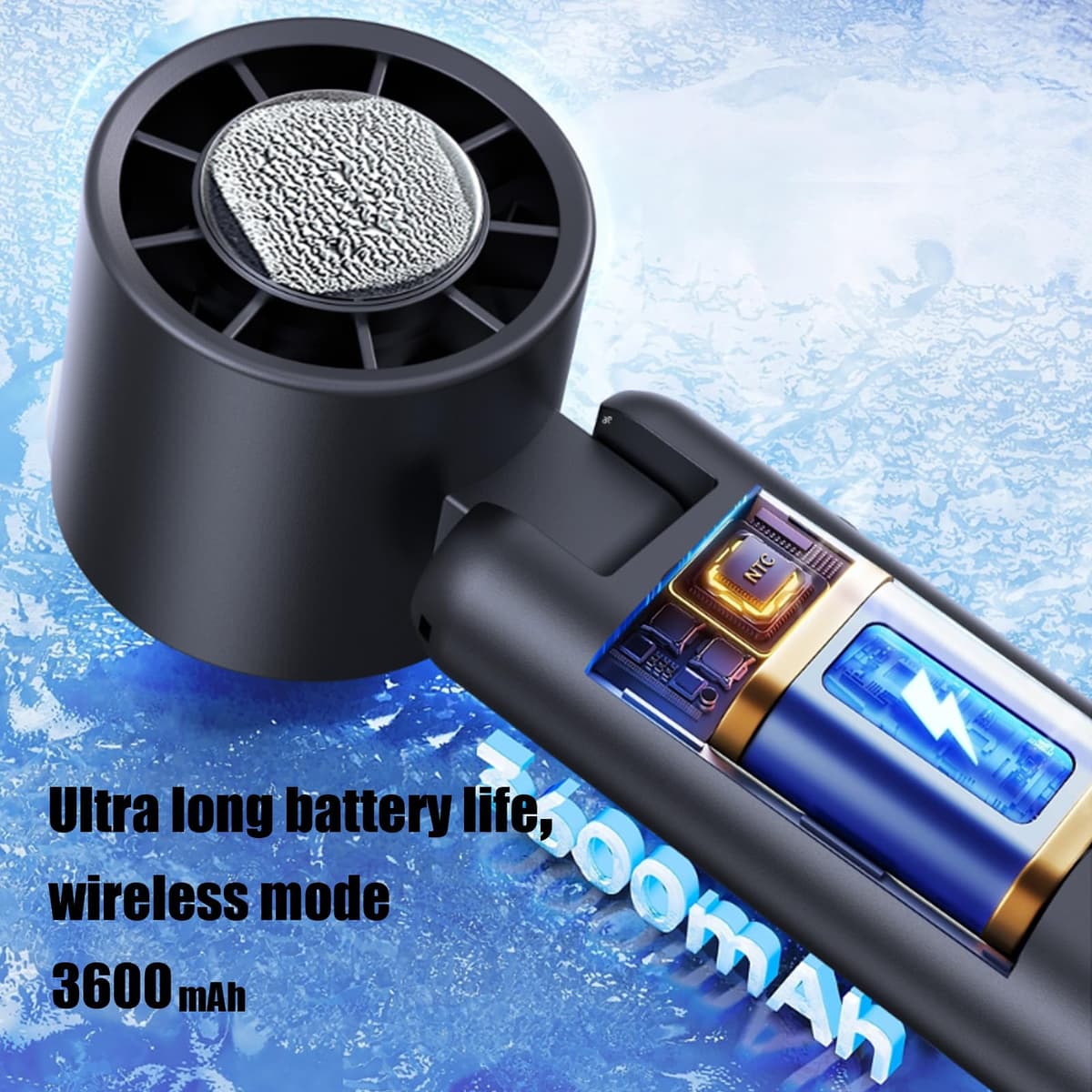 Intckwan Ventilator Manual Turbo Reîncărcabil, 3600mAh, Ventilator Mini USB Portabil, Ventilator Compresă Gheață 100 Viteze (Alb)