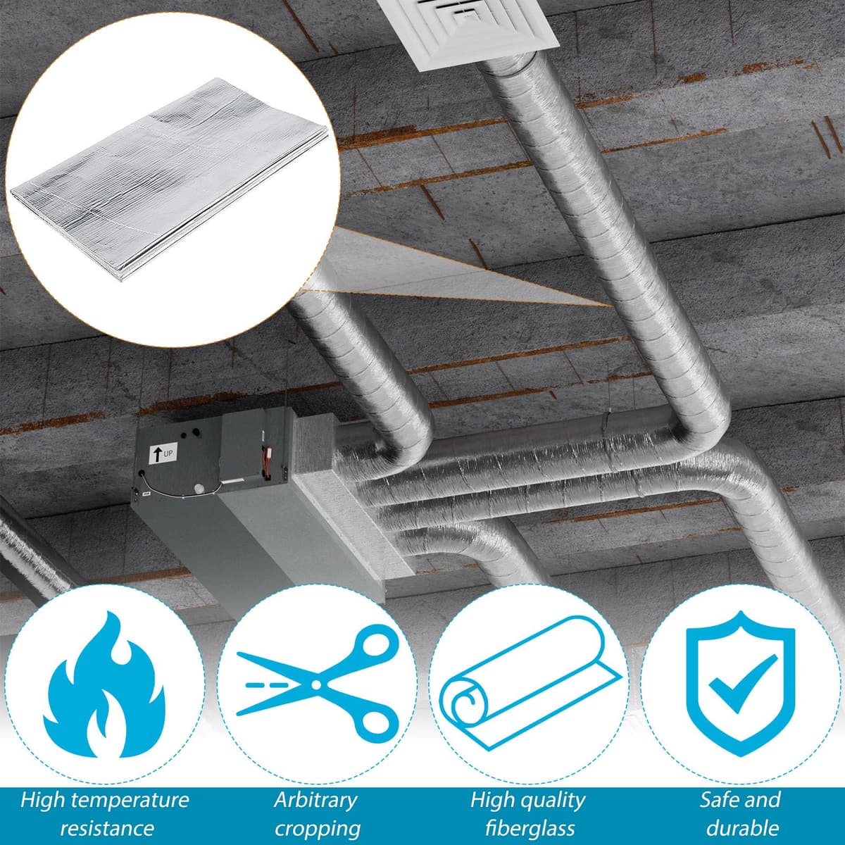 Covoraș Protecție Căldură Autoadeziv Folie Aluminiu Fibră Sticlă 0.2mm - 30 x 400cm