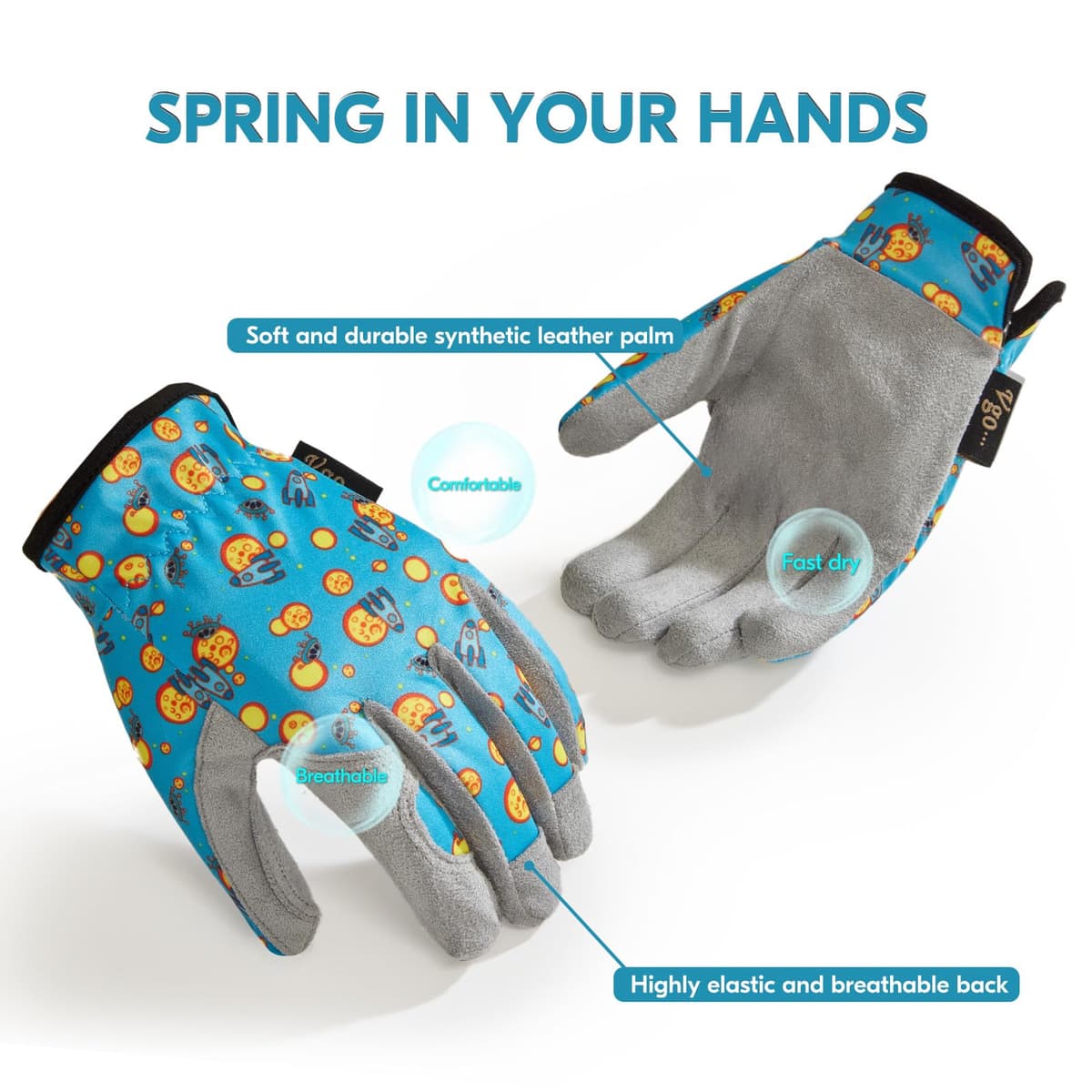 Mănuși grădinărit copii model animale respirabile lavabile XS - albastru