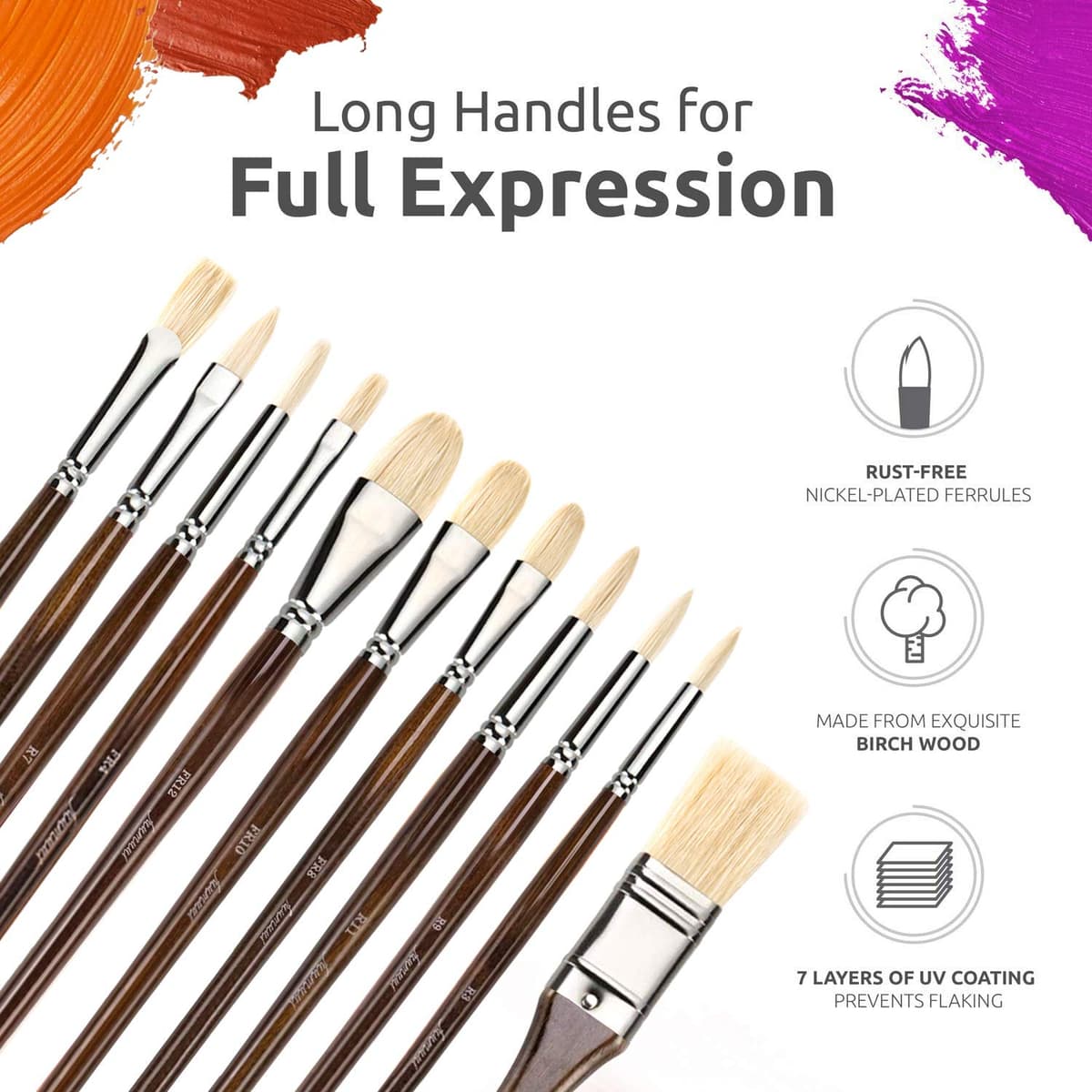 Set Pensule Păr Natural Pictură 11 Piese Păr Chungking Pur + Husă Gratuită – Maro