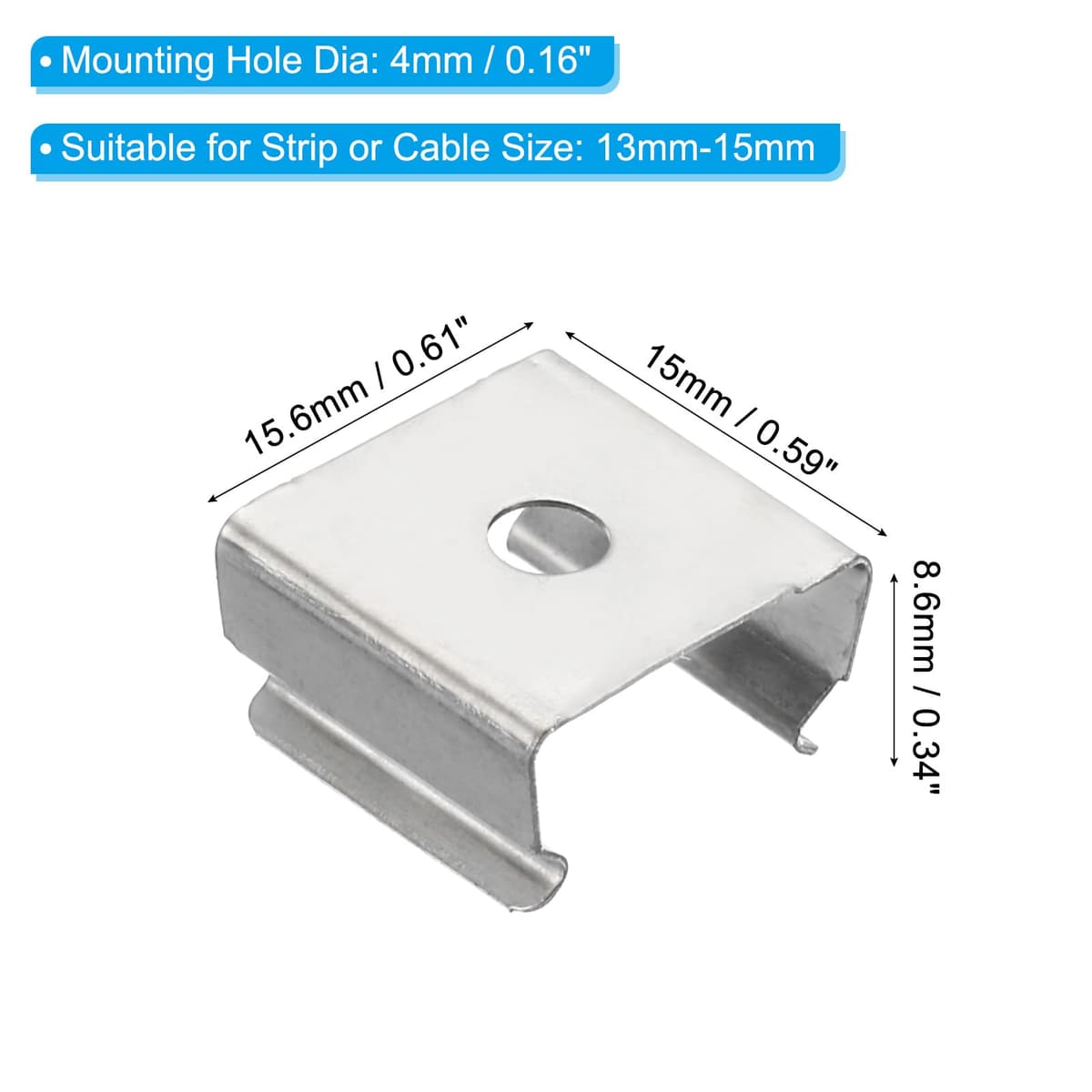 Clipsuri bandă LED 40 bucăți suporturi montare pentru benzi 13-15mm – inox