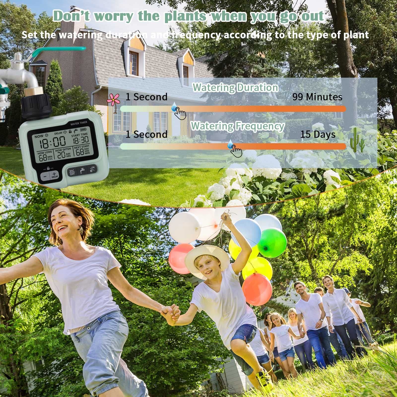 Sistem irigare automată Johgee, impermeabil IP55 exterior, multifuncțional pentru grădină legume