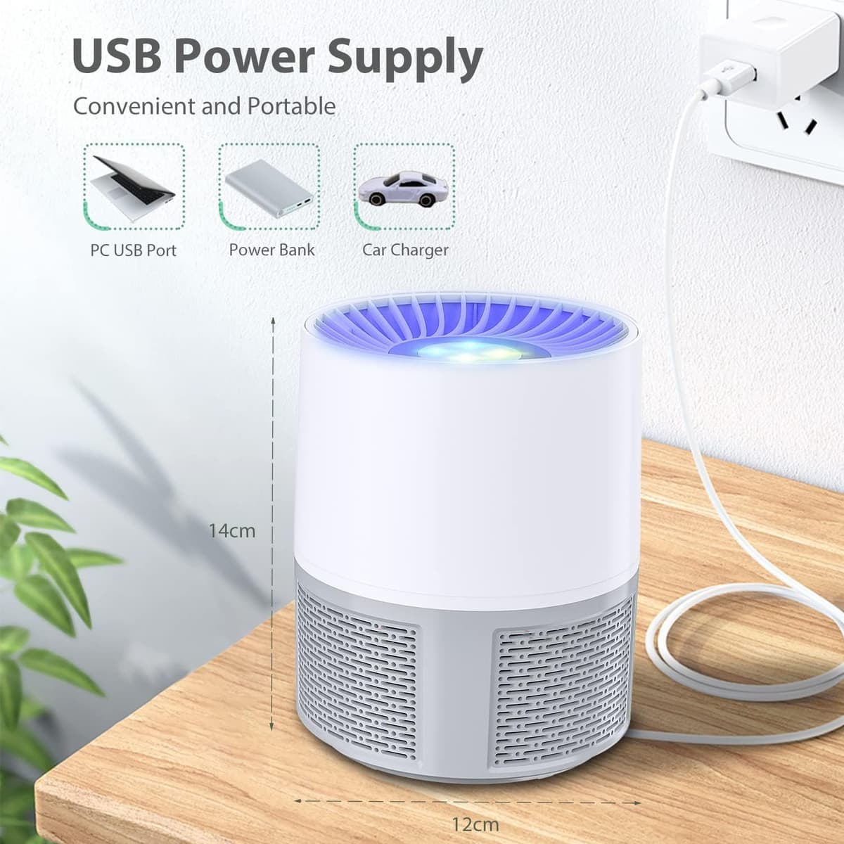 Capcană insecte, capcană electrică USB muște, capcană țânțari lampă, lampă ucigătoare țânțari cu lumină