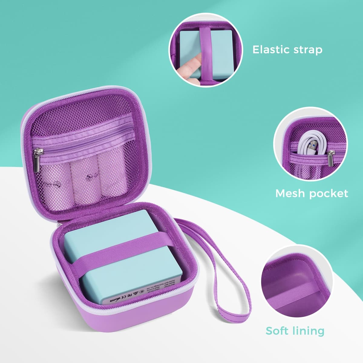 ProCase husă transport portabilă imprimantă mini etichete - violet