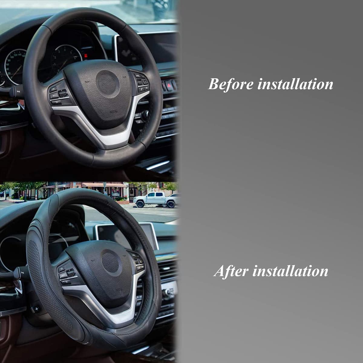 Husă volan auto piele sport universală 37-38cm antialunecare respirabilă – Negru