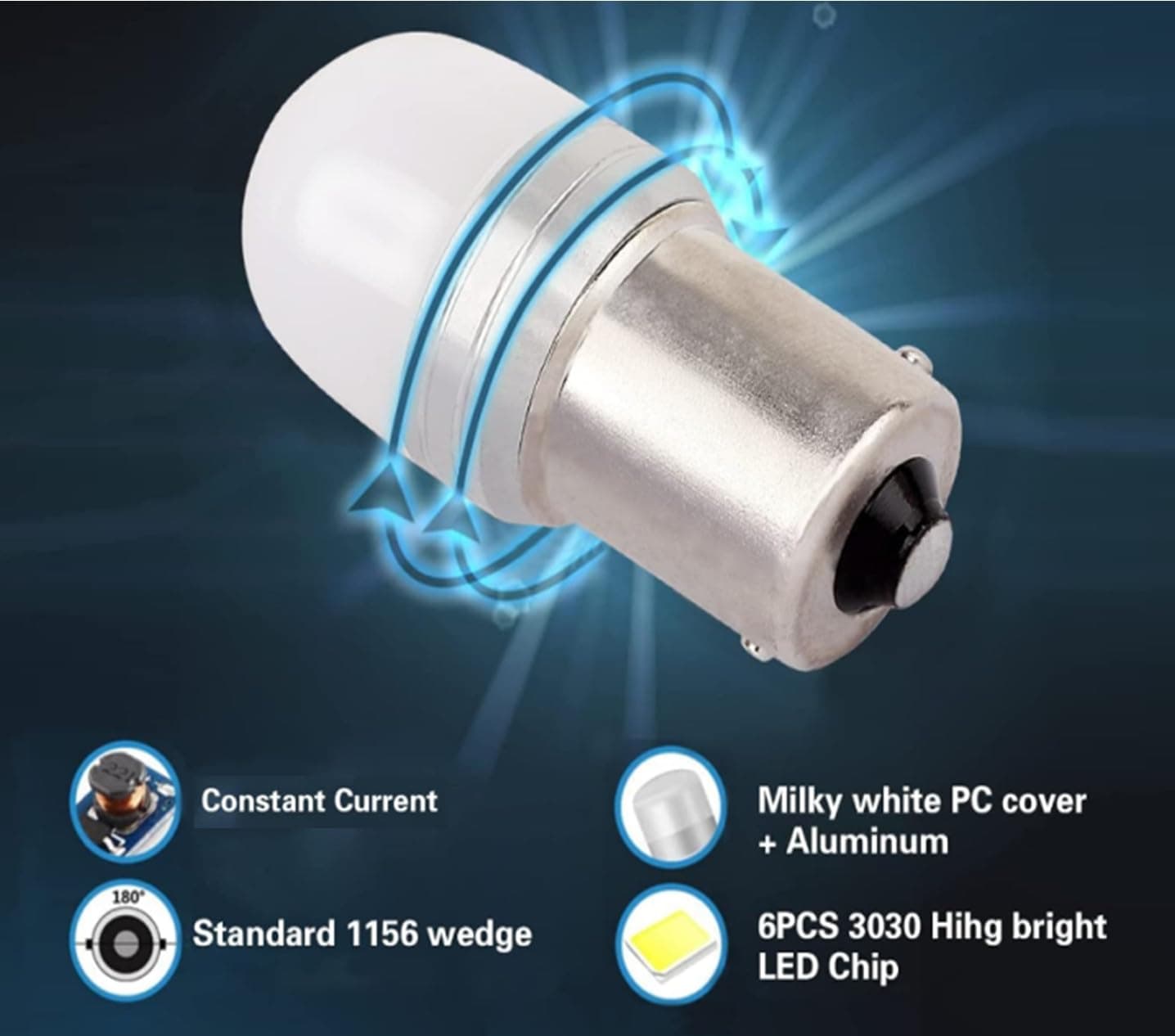 Bec LED Bsxywa 1156 lumină albă 6000K exterior interior iluminare peisaj auto