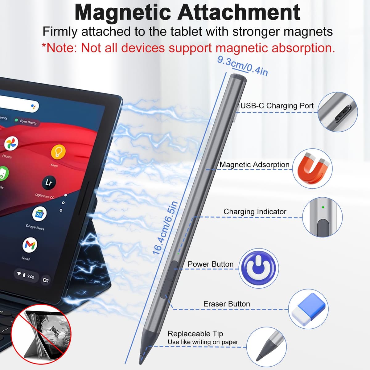 Stylus USI 2.0 Încărcare Rapidă cu Palm Rejection – Negru