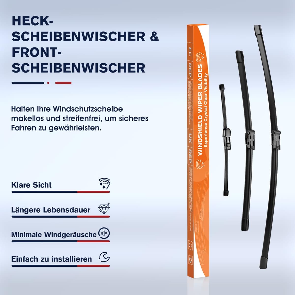 Set perii ștergătoare parbriz față + spate VW Golf 7 – 3 piese 650mm/450mm/280mm