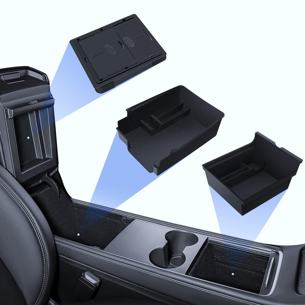 Set accesorii 3 piese pentru Tesla Model Y 2021-2024 și Model 3 2021-2023 – Negru