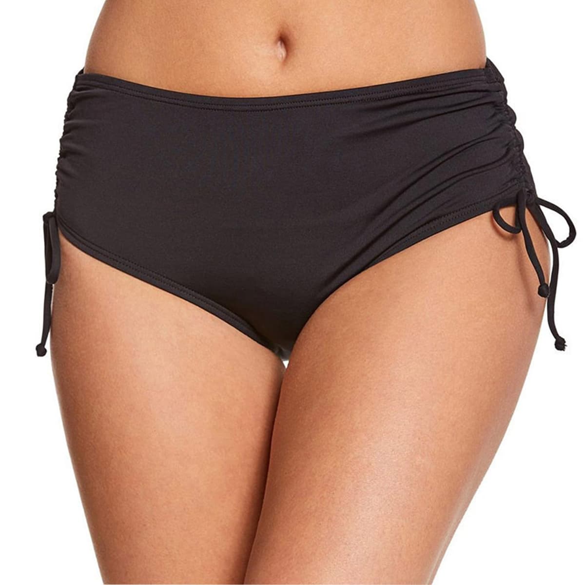 Slip bikini pentru femei sexy de vară cu talie înaltă cu volănașe și șnururi - negru XL