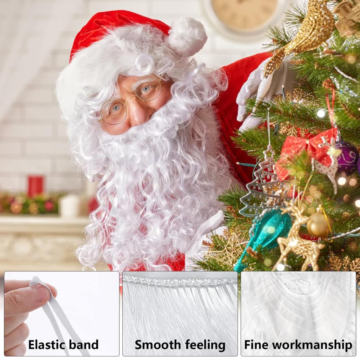 Accesorii costum Moș Crăciun barbă perucă căciulă – Adult