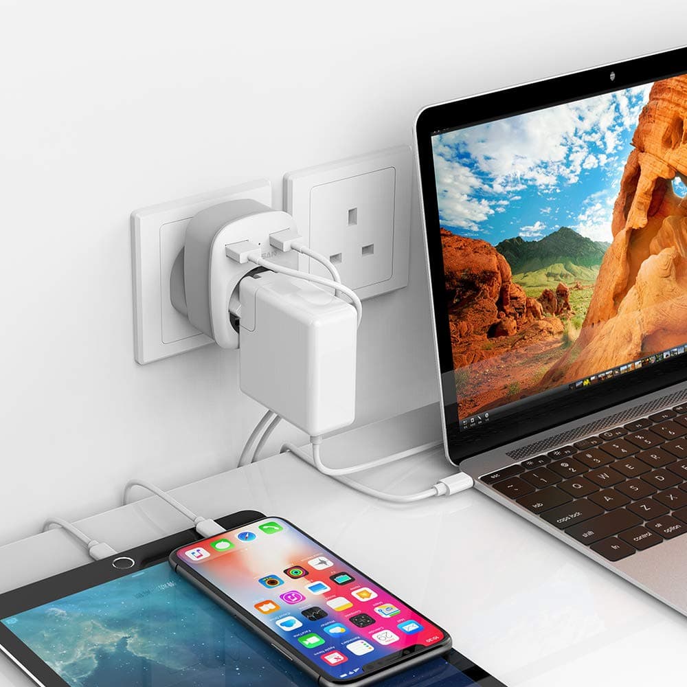 TESSAN 2 adaptoare călătorie UK Anglia Germania cu 2 USB, priză adaptoare încărcător perete