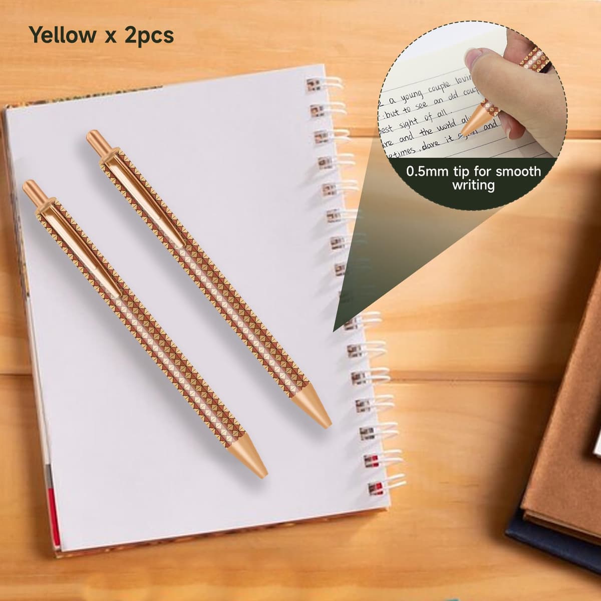 Pixuri Neutre 0.5mm Vârf Fin Uscare Rapidă – Galben (2 Bucăți)