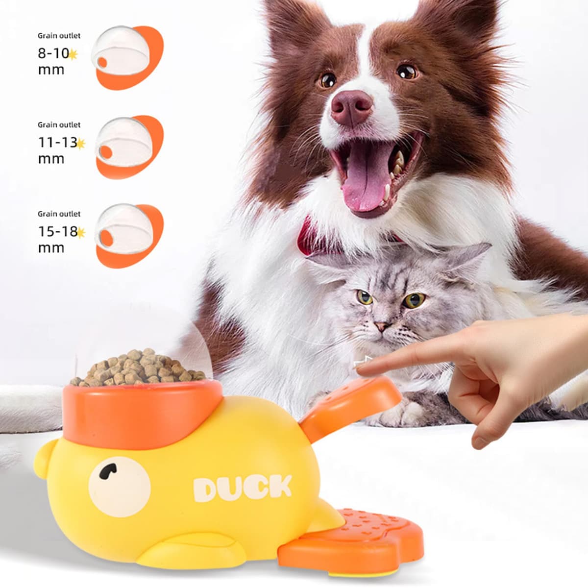 Dispenser hrană interactiv formă rață, jucărie inteligență câini 2în1