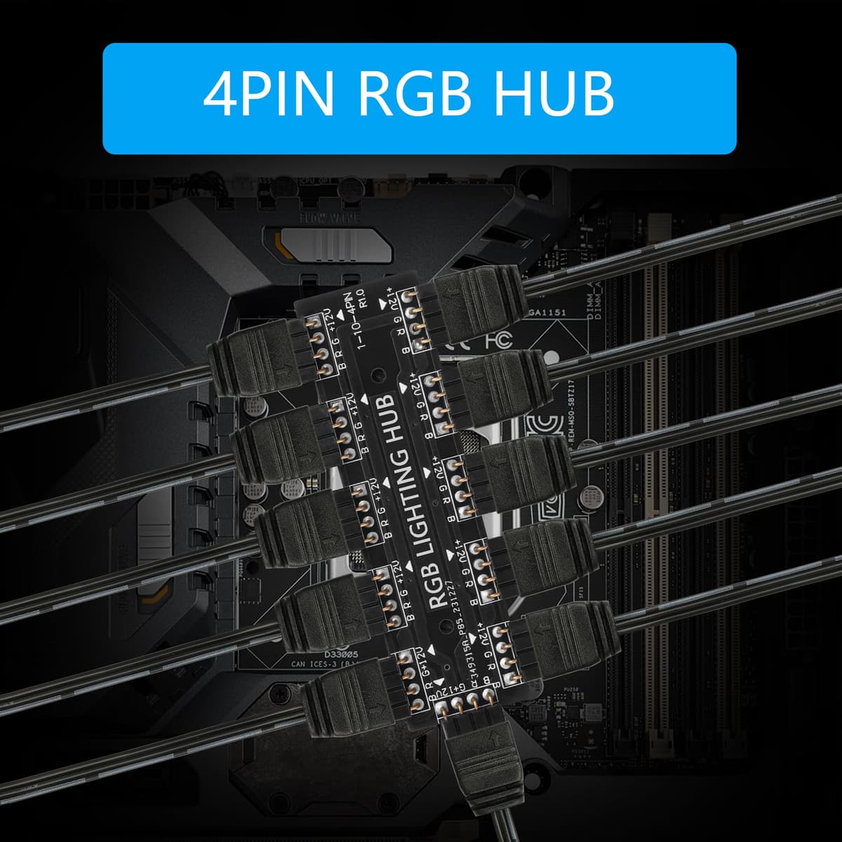 CERRXIAN Hub splitter adaptor ARGB 1 la 10 cablu LED 5V 3-Pin – 50cm