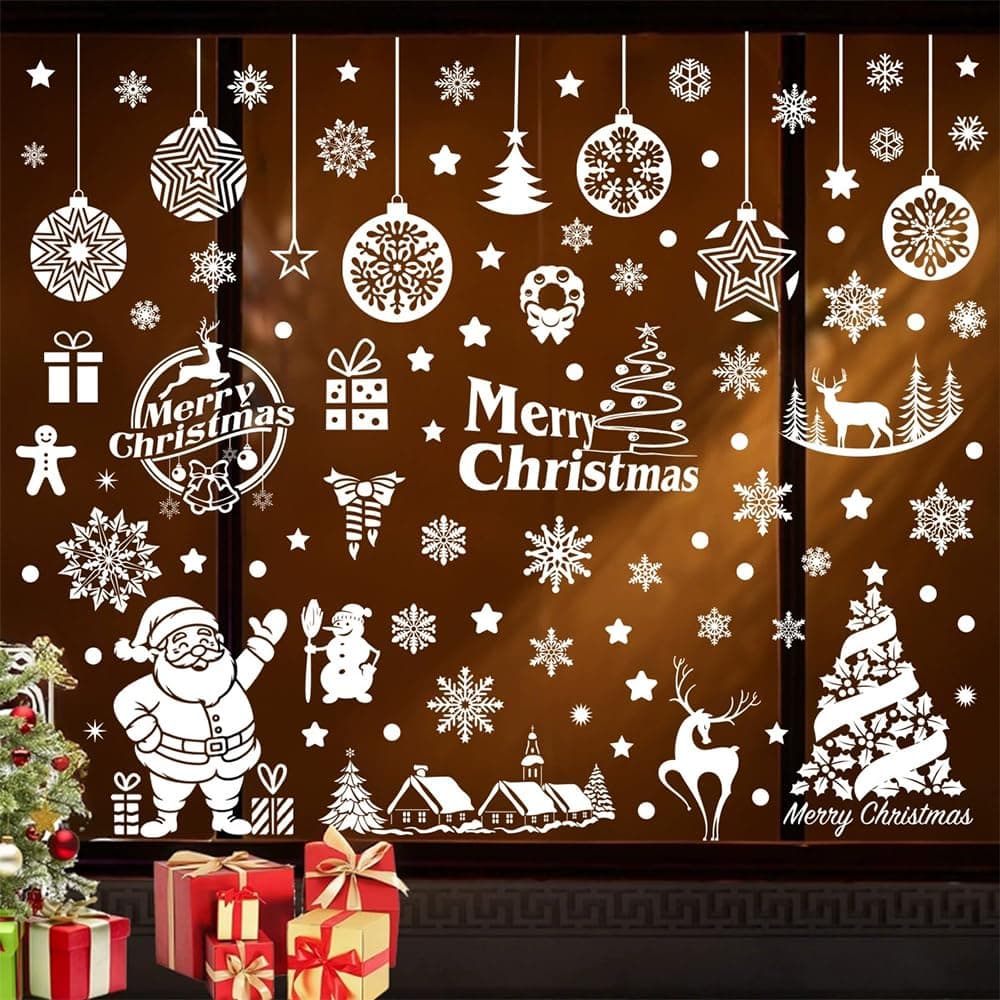 Autocolante Fereastră Crăciun Reutilizabile 9buc PVC Decorațiuni – Multicolor