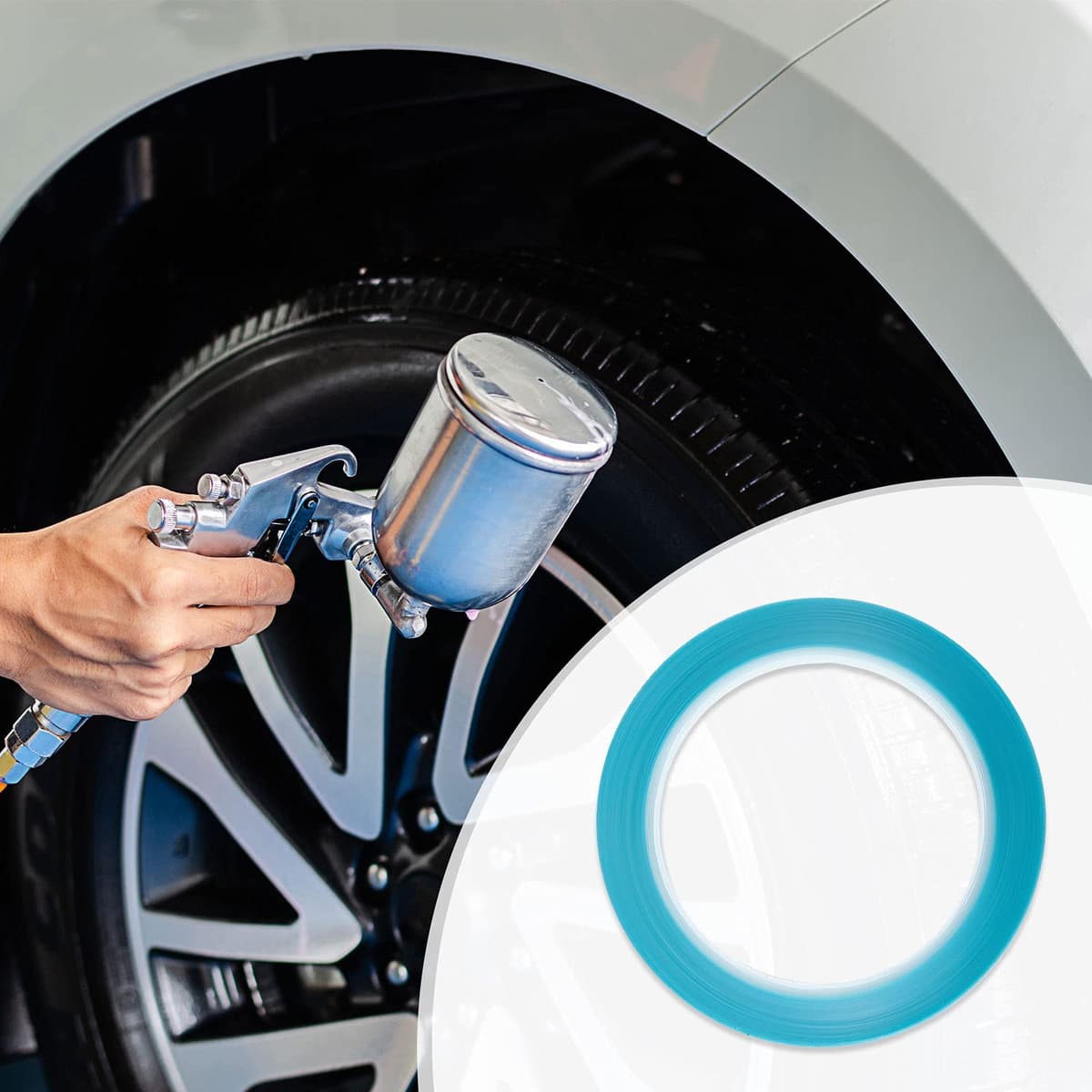 10 Role Bandă Adezivă Linie Subțire 1/8 Inch 3mm Bandă Mașină Pictură Albastru, 33m/rolă