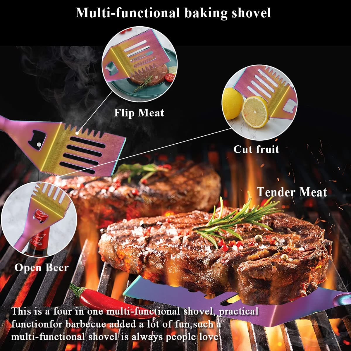 Kyraton kit accesorii grătar curcubeu – Oțel inoxidabil acoperire titan