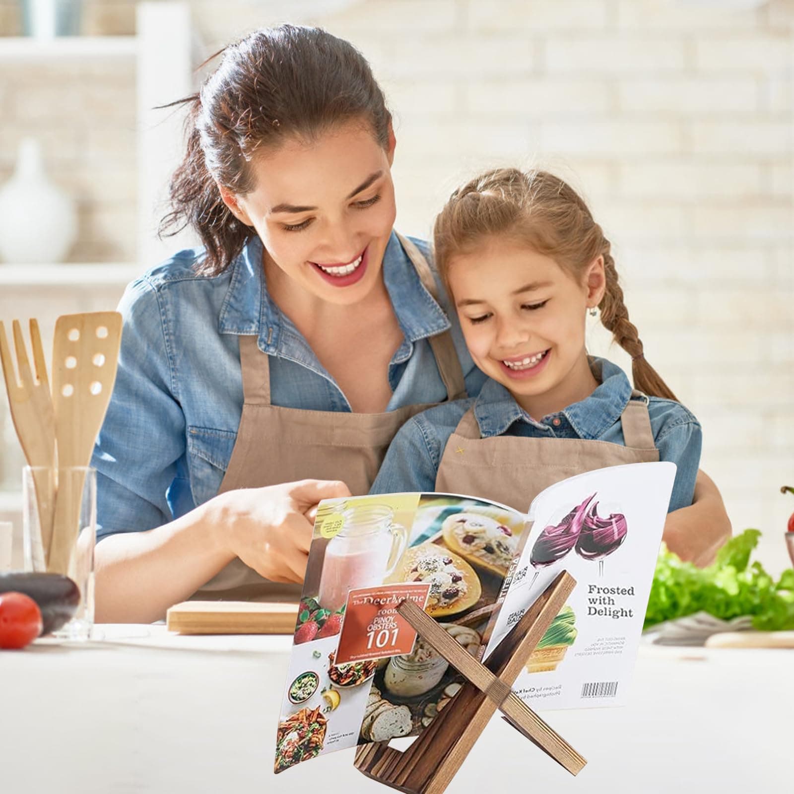 Suport cărți bucate lemn MOERDIFFER reglabil stand carte gătit