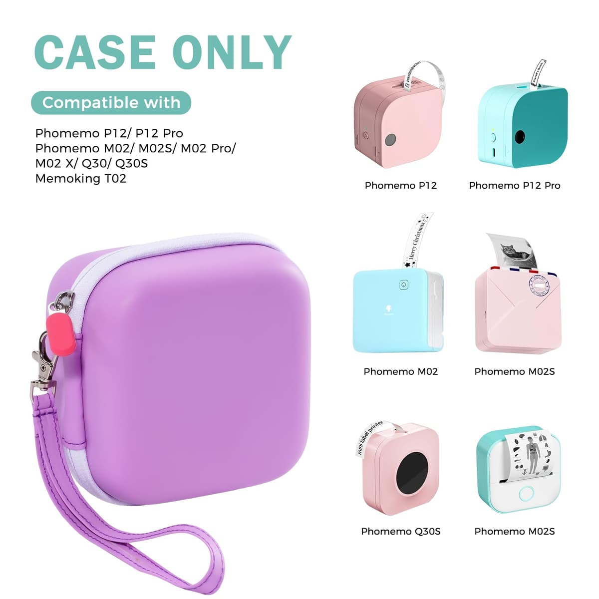 ProCase husă transport portabilă imprimantă mini etichete - violet