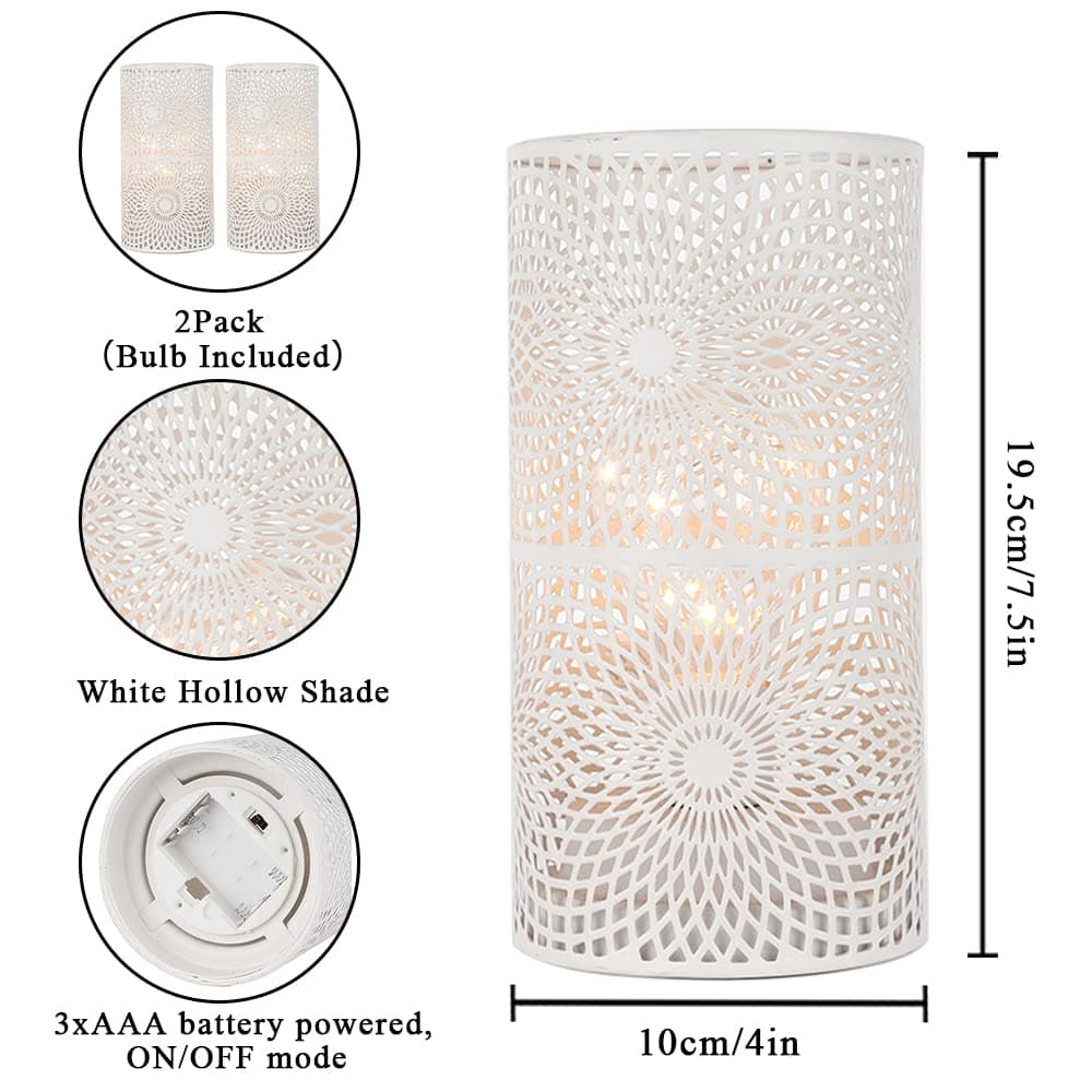 JHY DESIGN set 2 lămpi metal albe pe baterii fără fir cu bec Edison pentru evenimente interior/exterior